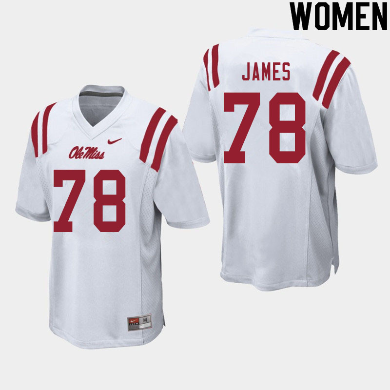 Women #78 Jeremy James Ole Miss Rebels College Football Jerseys Sale-White
